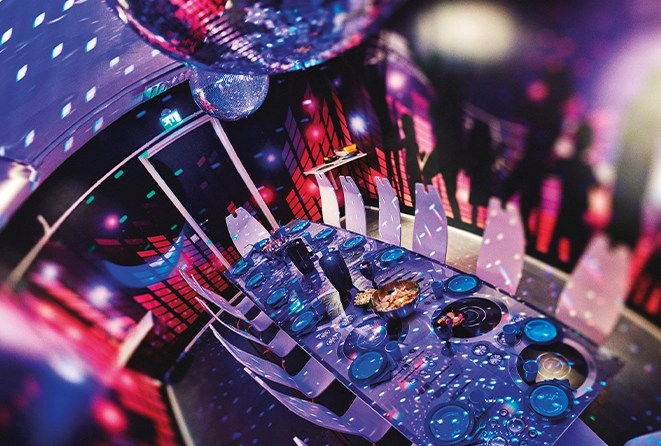 Birthday party in a disco room